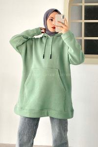 Modalamelif  Kanguru Cepli  Sweatshirt Çağla Yeşili