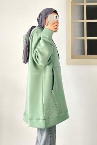Modalamelif  Kanguru Cepli  Sweatshirt Çağla Yeşili