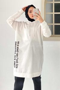 Modalamelif Still Don t  Yazı Baskılı Kapüşon Detaylı Sweat Beyaz