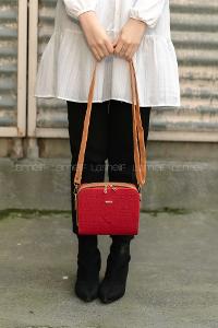 Lamelif  iki Gözlü El Omuz Valentia Çapraz Çanta Kırmızı