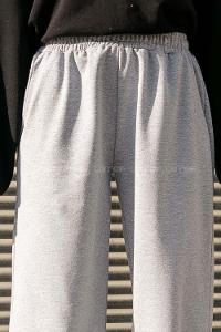 Gray Elastic Trousers Elastic Waist Regular Cut Bottom Tracksuit
