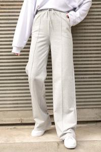 Modalamelif Geniş Kemerli Çımalı Bol Paça Eşofman Altı Gri