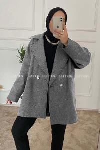 Modalamelif Oversize Kaşe Kaban Antrasit