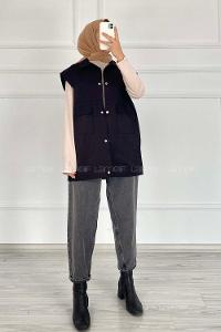 Black Shirt Collar Zero Arm Without Accessories Cotton Unprinted Vest