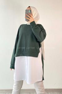 Modalamelif Dakron Renk Garnili Sweat Zümrüt