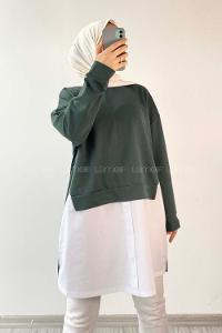 Modalamelif Dakron Renk Garnili Sweat Zümrüt