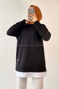 Modalamelif Etek Garnili Armalı Tunik Siyah