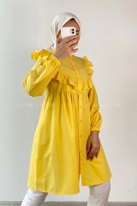 Modalamelif Hakim Yaka Fırfırlı Tunik Sarı