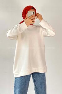Modalamelif Kol Ve Etek Ucu Manşetli 3 İplik Sweat Ekru