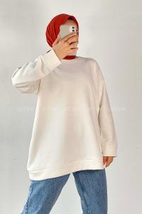 Modalamelif Kol Ve Etek Ucu Manşetli 3 İplik Sweat Ekru