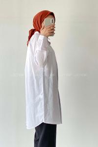 Modalamelif Gizli Düğme Detaylı Poplin Gömlek Beyaz