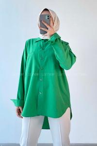 Modalamelif Oversize Tek Cepli Asimetrik Kesim Gömlek Yeşil