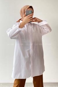 Modalamelif Tek Cep Detaylı Dakron Gömlek Beyaz