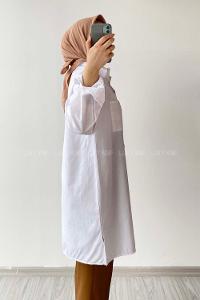 Modalamelif Tek Cep Detaylı Dakron Gömlek Beyaz