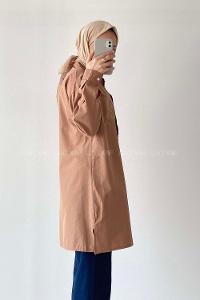 Modalamelif Tek Cep Detaylı Dakron Gömlek Camel