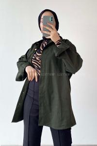 Army Green Shirt Collar Long Arm Cotton Fabric Unprinted Shirt