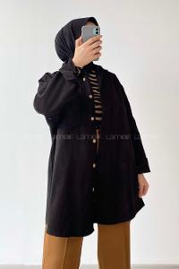Modalamelif Tek Cepli Oversize Gömlek Siyah