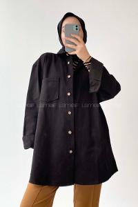 Modalamelif Tek Cepli Oversize Gömlek Siyah