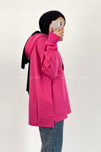 Modalamelif Kapüşon Detaylı Ters Dikiş Model Ursula Sweat Fuşya