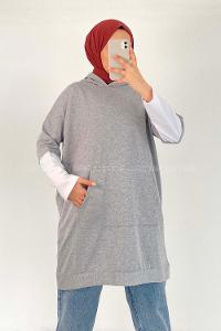Modalamelif Kapüşonlu Sweat Gri