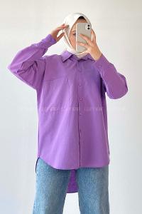 Modalamelif Oversize Tek Cepli Asimetrik Kesim Gömlek Mor