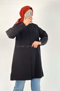 Modalamelif Tek Cep Detaylı Dakron Gömlek Siyah