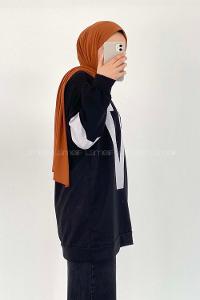 Black Crew Neck Long Arm Printed Sweatshirt