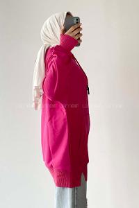 Modalamelif Kanguru Cep Kapüşon Detaylı Düz Vallyn Sweat Fuşya