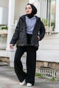 Modalamelif Kapitone Model Oversize Şişme Mont Siyah