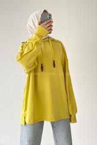 Modalamelif Kapüşon Detaylı Ters Dikiş Model Ursula Sweat Soft Sarı
