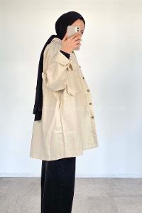 Lamelif Bombe Cepli Gabardin Gömlek Taş