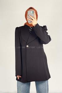 Modalamelif Çanta Kemerli Uzun Ceket Siyah