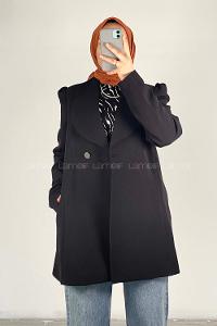 Modalamelif Çanta Kemerli Uzun Ceket Siyah