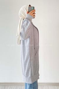 Gray Hood Neck Long Arm Unprinted Sweatshirt