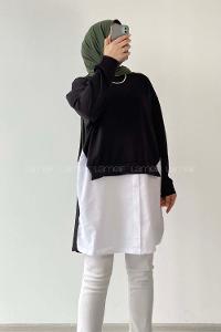 Modalamelif Dakron Renk Garnili Sweat Siyah