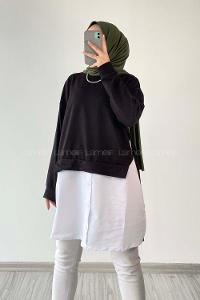 Modalamelif Dakron Renk Garnili Sweat Siyah