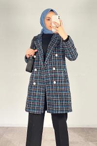 Indigo Shirt Collar Long Arm Cotton Jacket