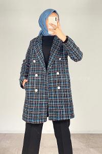 Indigo Shirt Collar Long Arm Cotton Jacket