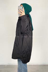 Modalamelif Önü Çıtçıt Düğmeli Mont Siyah