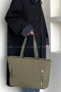 Modalamelif Çift Fermuar Detaylı Çanta Haki