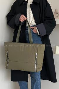 Modalamelif Çift Fermuar Detaylı Çanta Haki