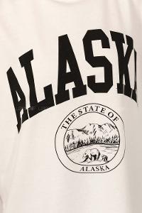 Modalamelif Bisiklet Yaka Alaska Baskı Detaylı Sweat Beyaz