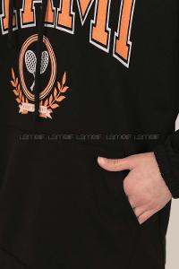 Modalamelif Kapüşonlu Miami Baskı Detaylı Sweat Siyah