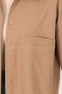 Modalamelif Kol Katlamalı Çift Cepli Gömlek Camel