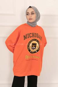 Modalamelif Önü Yazı Ve Arma Baskılı Salaş Sweat Oranj