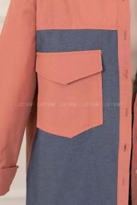 Modalamelif Renk Garnili Çift Kapak Cepli Gömlek Gül