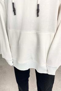 Modalamelif Kanguru Cep Kapüşon Detaylı Düz Vallyn Sweat Beyaz