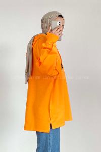 Modalamelif Kapüşon Detaylı Ters Dikiş Model Ursula Sweat Oranj