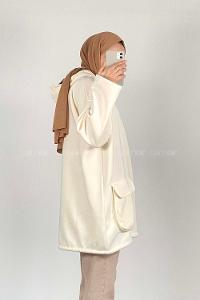 Modalamelif Körük Cepli Sweatshirt Ekru