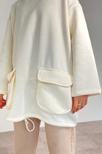 Modalamelif Körük Cepli Sweatshirt Ekru